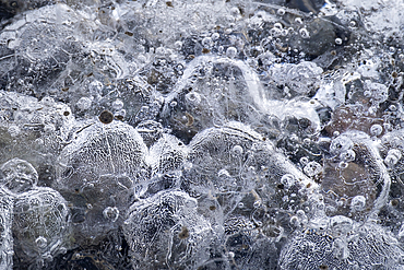 Ice Patterns and Air Bubbles within Ice Blocks at Fjallsárlón Iceberg Lagoon, Vatnajökull National Park, Southern Iceland, Europe