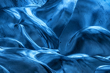 Flowing Blue Ice Wall Abstract Details, Sapphire Ice Cave, Breiðamerkurjökull Glacier, Vatnajökull National Park, Iceland, Europe