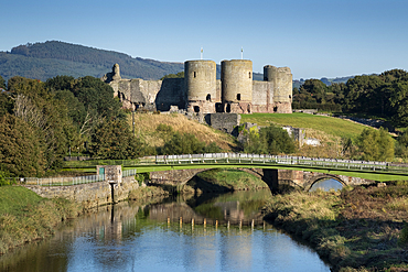 Rhuddlan Castle and the River Clwyd, Rhuddlan, Denbighshire, North Wales, UK