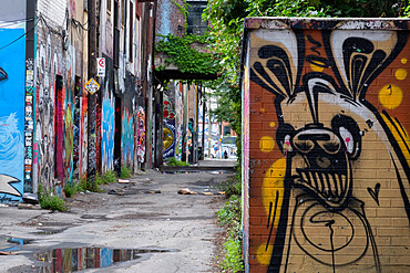 Toronto's Infamous Graffiti Alley in the Fashion District, Toronto, Ontario, Canada, North America