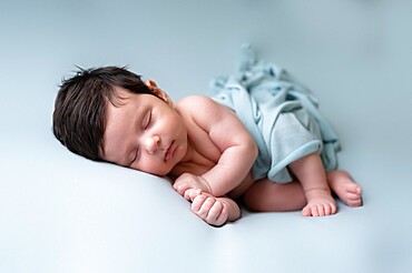 Sleeping baby, studio shot, United Kingdom, Europe