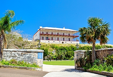 The Commissioner's House, the first cast iron house in the world, cast in England, assembled at the Royal Navy Dockyard in 1827, used by the Commissioner in charge of the Dockyard, then by the British Army, Dockyard, Bermuda, Atlantic, North America