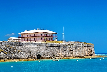 The Commissioner's House, the first cast iron house in the world, cast in England, assembled at the Royal Navy Dockyard in 1827, used by the Commissioner in charge of the Dockyard, then by the British Army, Dockyard, Bermuda, Atlantic, North America