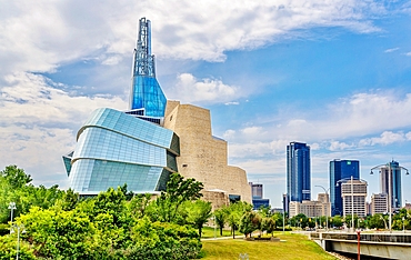 The Canadian Museum for Human Rights, opened in 2014, won awards for its architecture, Winnipeg, Manitoba, Canada, North America