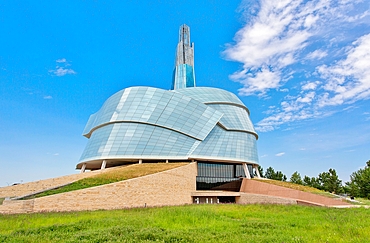 The Canadian Museum for Human Rights, opened in 2014, won awards for its architecture, Winnipeg, Manitoba, Canada, North America