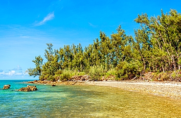 Glass Beach, site of large quantities of sea glass, from shipwrecks and bottles thrown into the sea from the Royal Navy Dockyard over hundreds of years, Bermuda, Atlantic, North America