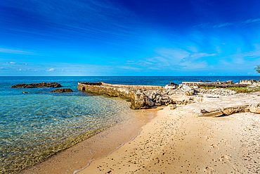 Glass Beach, site of large quantities of sea glass, from shipwrecks and bottles thrown into the sea from the Royal Navy Dockyard over hundreds of years, Bermuda, Atlantic, North America