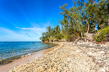 Glass Beach, site of large quantities of sea glass, from shipwrecks and bottles thrown into the sea from the Royal Navy Dockyard over hundreds of years, Bermuda, Atlantic, North America