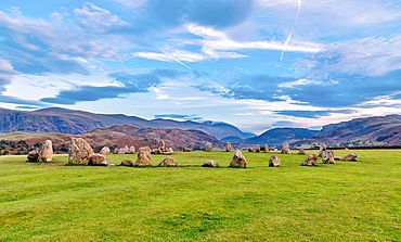 Castlerigg Stone Circle, dating from the Neolithic era, around 3000 BC, near Keswick, Lake District National Park, UNESCO World Heritage Site, Cumbria, England, United Kingdom, Europe