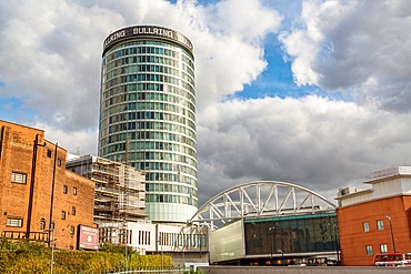 Birmingham's Rotunda Building, a 1960s Grade II listed tower from the 1960s, built as part of the Bull Ring development, Birmingham, West Midlands, England, United Kingdom, Europe