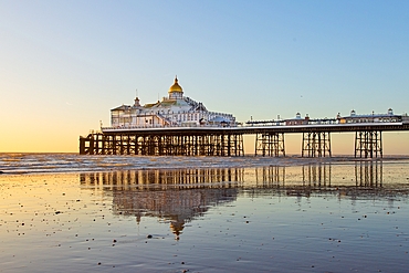 Eastbourne Pier at sunrise, constructed in the 1870s and a Grade II* listed structure, Eastbourne, East Sussex, England, United Kingdom, Europe