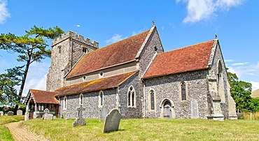 St. Andrew's Church, parts of building date from the 12th century, Beddingham, near Lewes, East Sussex, England, United Kingdom, Europe