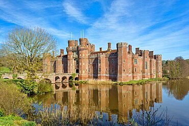 The brick built 15th century Herstmonceux Castle, East Sussex