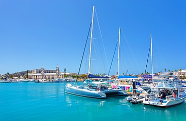 Vessels in the harbour and The Old Storehouse, The Royal Naval Dockyard, Sandys, Bermuda, North Atlantic, North America