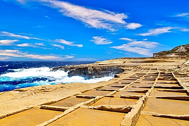 The Salt Pans at Xwejni, Gozo, Malta, Mediterranean, Europe