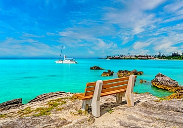 Long Bay, Somerset, with the Cambridge Beaches Hotel in the distance, Bermuda, North Atlantic, North America