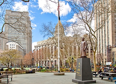 The statue of Dr Sun Yat-sen in Columbus Park, Chinatown, Manhattan, New York City United States of America, North America