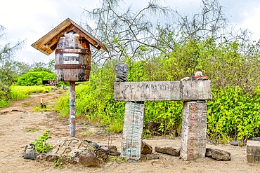 The Galapagos Post Office where from the 18th century sailors left letters for homebound crews to take for delivery, Floreana Island, Galapagos, UNESCO World Heritage Site, Ecuador, South America