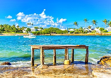 Traditional fish cleaning and filleting table in Devonshire Bay, Devonshire Parish, Bermuda, Atlantic, North America