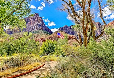 Watchman Mountain rising over the Zion National Park, Utah, USA.