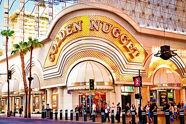 The historic Golden Nugget Casino and Hotel in Las Vegas, Nevada, USA. It is now part of the city's Fremont Street Experience which showcases many of the original Las Vegas landmarks.