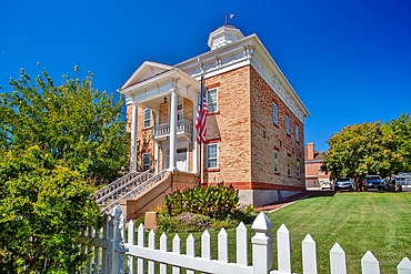 The St George Pioneer Courthouse in St George, Utah, USA. It is the oldest public building still standing in Washington County, Utah. Built in 1870 it was used as the county courthouse until 1960.