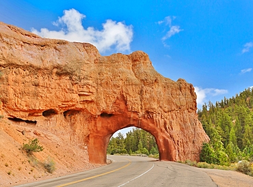 Red Canyon Arch, over the Utah State Highway 12 Scenic Byway between Panguitch and Bryce Canyon City, Utah, United States of America