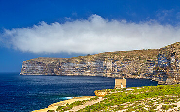 The Xlendi watch tower in Munxar, one of the Lascaris towers built by the Order of Saint John in 1650, Island of Gozo, Malta, Mediterranean, Europe