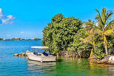 Boat on Harrington Sound, Bermuda, Atlantic, Central America