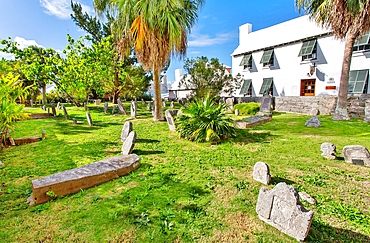 Burial Ground for Slaves and Free Blacks at St Peter's Churchyard, St George, Bermuda. At least 180 graves are here and burials continued until 1854. St Peter's is part of the UNESCO recognised African Diaspora Heritage Trail.