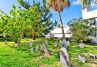 Burial Ground for Slaves and Free Blacks at St Peter's Churchyard, St George, Bermuda. At least 180 graves are here and burials continued until 1854. St Peter's is part of the UNESCO recognised African Diaspora Heritage Trail.