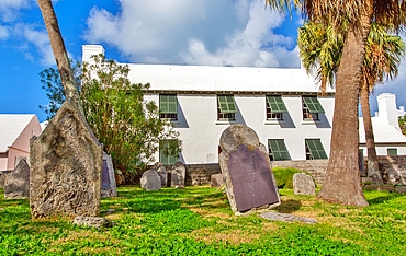 Burial Ground for Slaves and Free Blacks at St Peter's Churchyard, St George, Bermuda. At least 180 graves are here and burials continued until 1854. St Peter's is part of the UNESCO recognised African Diaspora Heritage Trail.