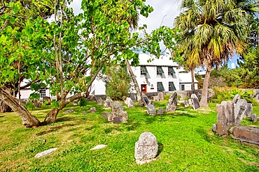 Burial Ground for Slaves and Free Blacks at St Peter's Churchyard, St George, Bermuda. At least 180 graves are here and burials continued until 1854. St Peter's is part of the UNESCO recognised African Diaspora Heritage Trail.