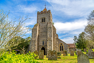 St Peter's Church in the village of Firle, East Sussex, England, UK. It dates from the 12th Century and is still in use today.