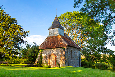 The Church of the Good Shepherd at Lullington, near Alfriston, East Sussex, England, UK. It is the smallest church in Sussex and one of smallest in the UK. It was not built like that, but is the remains of a larger C12 or C13 church destroyed by fire.
