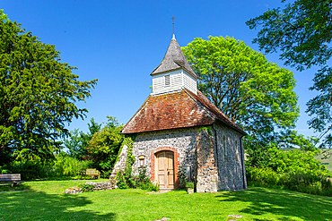 The Church of the Good Shepherd on the South Downs at Lullington, East Sussex, England, UK. It is the smallest church in Sussex and one of the smallest in England. It was once part of a larger C12th or C13th church which was damaged by fire in the C17th.