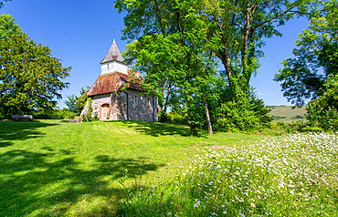 The Church of the Good Shepherd on the South Downs at Lullington, East Sussex, England, UK. It is the smallest church in Sussex and one of the smallest in England. It was once part of a larger C12th or C13th church which was damaged by fire in the C17th.