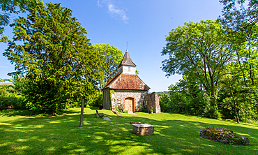 The Church of the Good Shepherd on the South Downs at Lullington, East Sussex, England, UK. It is the smallest church in Sussex and one of the smallest in England. It was once part of a larger C12th or C13th church which was damaged by fire in the C17th.