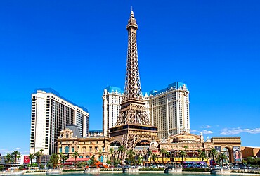 The Paris Las Vegas Hotel and Casino, featuring a half scale Eiffel Tower, The Strip, Las Vegas, Nevada, United States of America