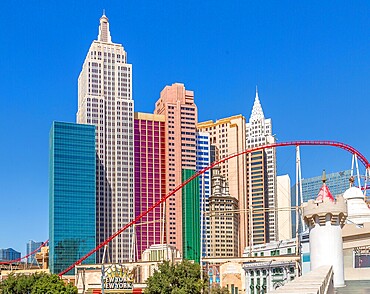 New York New York Hotel and Casino with roller coaster, Las Vegas, Nevada, USA