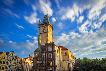 Tower of Old Town City Hall at Old Town Square, UNESCO, Old Town, Prague, Czech Republic (Czechia), Europe