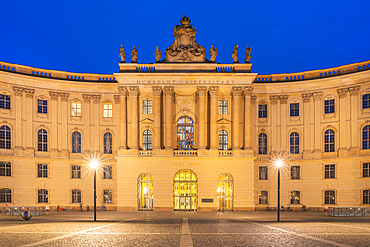 Humboldt University Library at twilight, Berlin, Germany, Europe