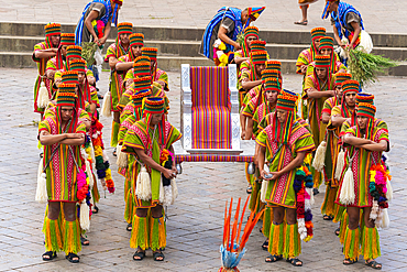 Performers during Inti Raymi Festival of the Sun, Plaza de Armas square, UNESCO World Heritage Site, Cusco (Cuzco),Cusco Province, Cusco Region, Peru, South America