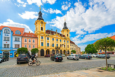 Pisek Town Hall on Velke namesti, Pisek, South Bohemian Region, Czech Republic