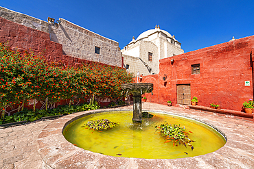 Fountain at Monastery of Santa Catalina de Siena, UNESCO World Heritage Site, Arequipa, Arequipa Province, Arequipa Region, Peru, South America