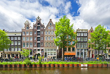 Houses by Oudezijds Voorburgwal canal, Amsterdam, The Netherlands