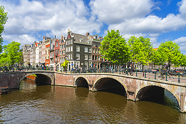 Bridges at intersection of Leliegracht and Keizersgracht canals, Amsterdam, The Netherlands