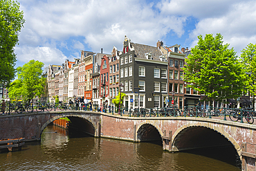 Bridges at intersection of Leliegracht and Keizersgracht canals, Amsterdam, The Netherlands