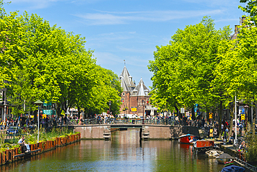 Waag at Nieuwmarkt by Kloveniersburwal canal, Amsterdam, The Netherlands