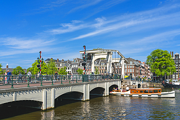 Magere Brug bridge (AKA Skinny Bridge) over Amstel River, Amsterdam, The Netherlands